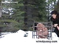 Slut locked up in the snow