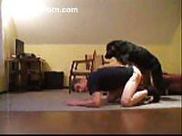 College aged dude making a home movie of him having animal sex with his dog