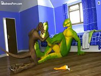 Bizarre animated sex video featuring two lizards in a bedroom