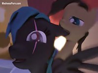 Well endowed cartoon stud fucking a black horse from behind