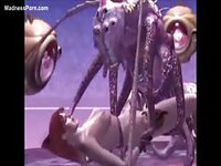 Wild tentacle monster screwing an unsuspecting cartoon tramp