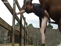 Excellent outdoor zoo sex video featuring a skinny dude fucked by a horse