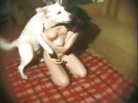 This cute petite girl can take a real pounding from her big dog