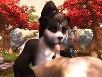 Creative animation sex film features a cock hungry cat sucking a well-endowed dudes cock
