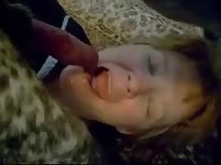 Redhead never before seen married whore showing off her blowjob abilities on a lucky K9