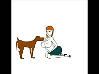 Redhead animated cartoon tramp withy great boobs getting fucked from behind by K9