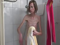 Anorexic never seen before young cougar exposes her perky little nipples and firm ass here