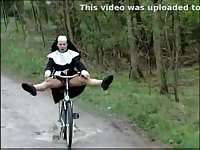 Fun Nun riding a bicycle and flashing her lady parts in this rare and exclusive fetish footage