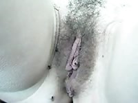 Nasty whore with a dirty pussy spreads her legs and welcomes live bugs to invade her hole
