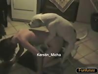 Teen tramp shows her addiction to cock as she's fucked by a dog in this beast sex video