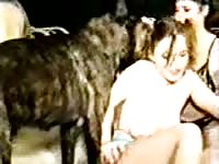 Filthy teenage slut getting her wet cunt banged by horny K9 in this exciting animal fuck vid