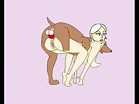 Fun high quality animation sex movie featuring bestiality between blonde hoe and a huge dog