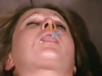 Poor mature tramp has her tongue and tits punished by her aggressive and dominating partner