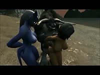 Enormous tits on display everywhere in this creative animation hardcore sex video with babes