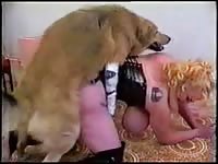 Sex-charged whore lets her big tits bounce as she's fucked by an endowed beast here