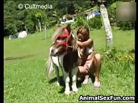 Book and Film - Pair of young tramps drag a mini horse out to the field for bestiality sex with the little beast
