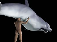 Wild animation fetish movie features a dude with tight ass exposed walking with a big dolphin