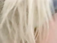 Hot older whore in sexy thigh high fishnets getting pummeled from behind by a fluffy animal