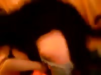 Older tramp getting her shaved hole screwed by an endowed dog in this beast sex flick