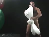 Man blowing a white bunny Gaybeast - Zoophilia Man