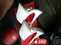 Sexy cumshot over pleaser heels