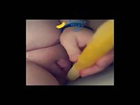 Chubby girl fucks pink pussy with popsicle