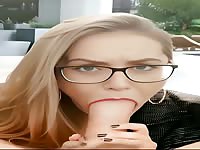 Glasses blowjob