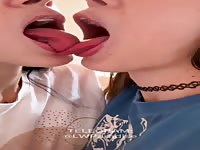 Cute horny spanish twin sisters are kissing hotly