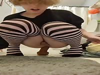Femboy sitting in dildo